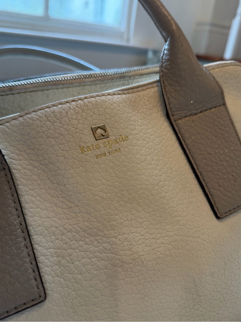 kate spade Cream and Taupe Leather Satchel with Tassel - Picture 5 of 16